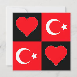 トルコ国旗のハートかわいい愛国的なトルコの挨拶 カード