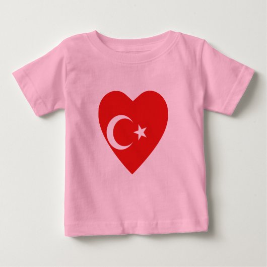 トルコ国旗のハートTシャツ ベビーTシャツ (正面)