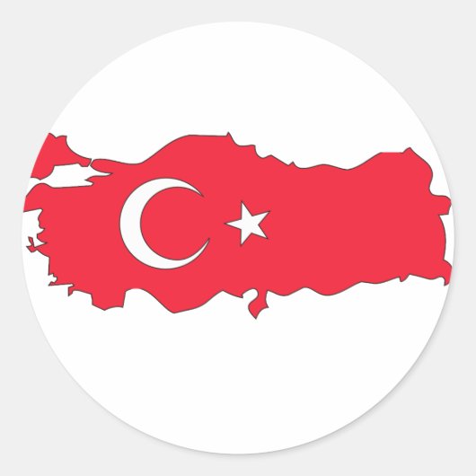 トルコ国旗の地図 ラウンドシール (正面)