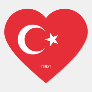 トルコ国旗の愛国心 ハートシール