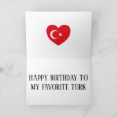 トルコ国旗の愛国的誕生日 カード (内部)