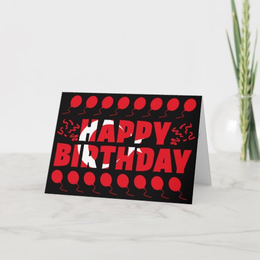 トルコ国旗の愛国的誕生日 カード (正面)