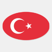 トルコ国旗の楕円ステッカー 楕円形シール (正面)