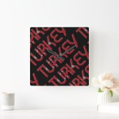 トルコ国旗の色タイポグラフィ スクエア壁時計 (ホーム)