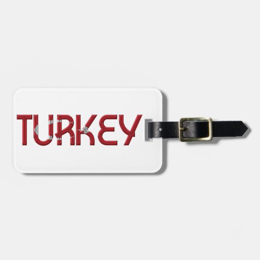 トルコ国旗の色タイポグラフィ ラゲッジタグ (正面横)