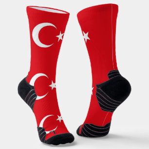 トルコ国旗を持つアスレティッククルー靴下 ソックス