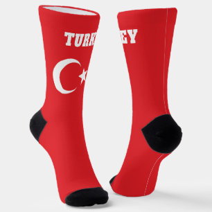 トルコ国旗を持つクルーソックス ソックス