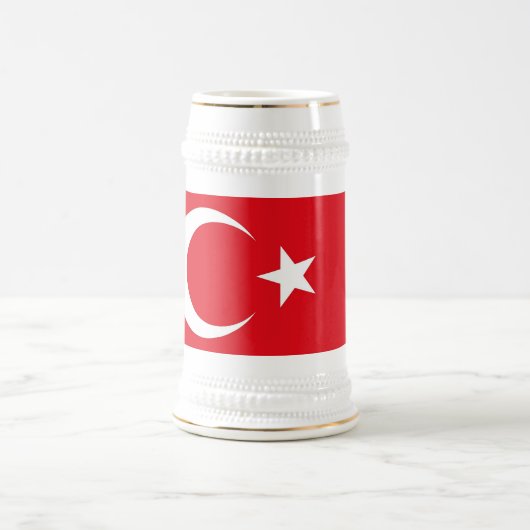 トルコ国旗を掲げたマグカップ ビールジョッキ (中央)