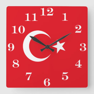 トルコ国旗トルコ スクエア壁時計
