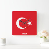トルコ国旗愛国 スクエア壁時計 (ホーム)