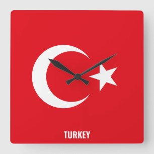 トルコ国旗愛国 スクエア壁時計