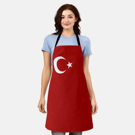 トルコ国旗 エプロン (着用した状態)