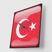 トルコ国旗 スクエア壁時計 (傾斜)