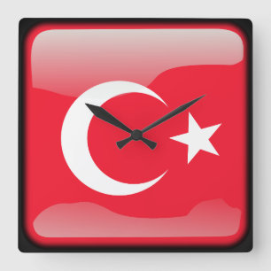 トルコ国旗 スクエア壁時計