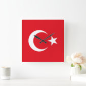 トルコ国旗 スクエア壁時計 (ホーム)