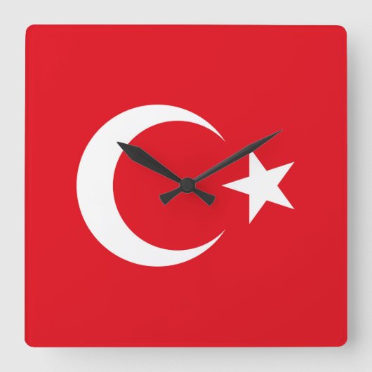 トルコ国旗 スクエア壁時計 (正面)