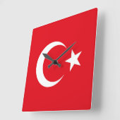 トルコ国旗 スクエア壁時計 (傾斜)