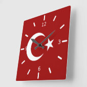 トルコ国旗         スクエア壁時計 (傾斜)