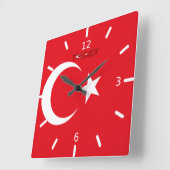 トルコ国旗 スクエア壁時計 (傾斜)