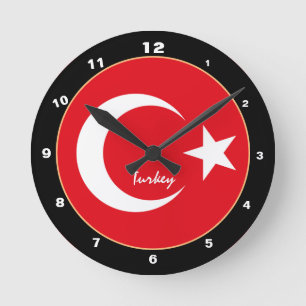 トルコ国旗、トルコ愛国家庭/デザイン ラウンド壁時計