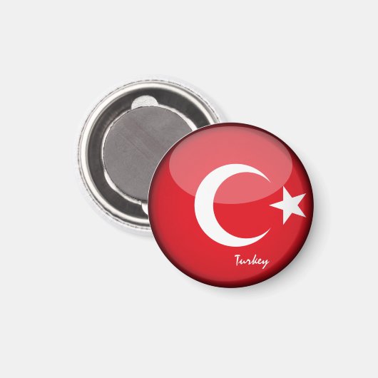 トルコ国旗&トルコ – 旅行/スポーツファン マグネット (正面/裏面)