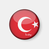 トルコ国旗&トルコ – 旅行/スポーツファン マグネット (正面)