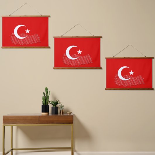 トルコ国旗 吊り下げ型タペストリー (非対称)