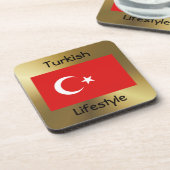 トルコ国旗+文字コースター コースター (左側)