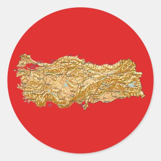 トルコ地図ステッカー ラウンドシール (正面)
