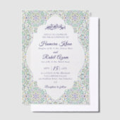 トルコ幾何学模様イスラム結婚式 ベラム紙招待状 (オフセット)