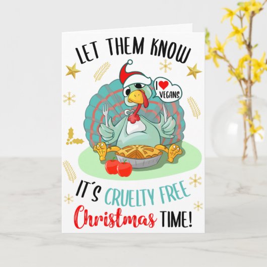 トルコ愛おもしろいビーガン、ビーガンクリスマス カード (黄色い花)