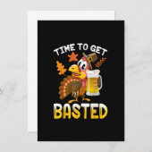 トルコ感謝祭おもしろいを浴びる時感謝してい間 招待状 (正面/裏面)