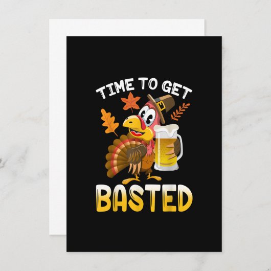 トルコ感謝祭おもしろいを浴びる時感謝してい間 招待状 (正面/裏面)