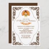 トルコ感謝祭エレガント招待状のスクロール 招待状 (正面/裏面)