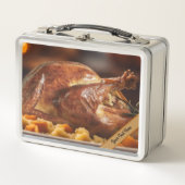 トルコ感謝祭ディナーと野生のトルコ メタルランチボックス (正面)