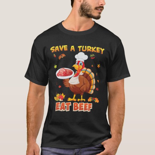 トルコ救食べ・ア・ビーフ・感謝祭・トルコ Tシャツ (正面)