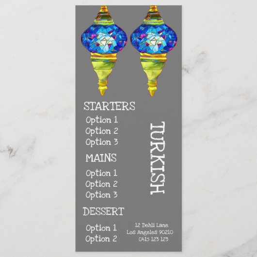 トルコ料理店のディナーメニュー メニュー (正面)