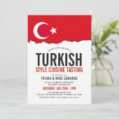 トルコ料理 | パーティーフラグ白招待状 招待状 (スタンド正面)