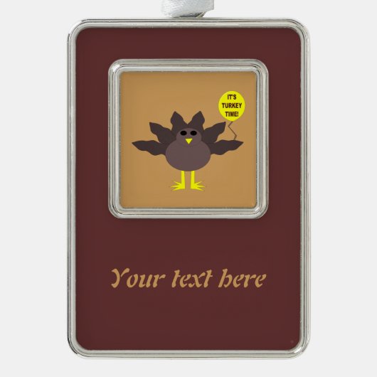 トルコ時間Thanksgivingカスタマイズ可能オーナメント シルバープレートフレームオーナメント (正面)