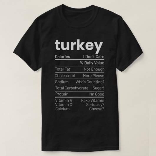 トルコ栄養事実感謝栄養事実 Tシャツ (デザイン正面)