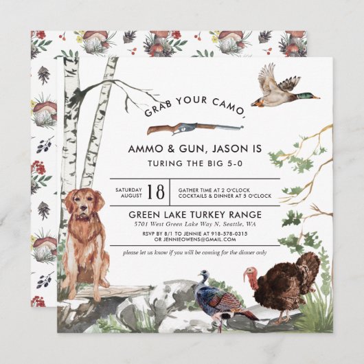 トルコ狩り誕生日パーティーへの招待 招待状 (正面/裏面)