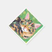 トルコ石柄の猫の水彩画 スタンダードカクテルナプキン (角)