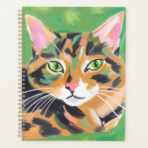 トルコ石柄の猫の水彩画