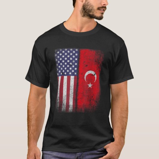 トルコ米国トルコ系アメリカ国旗の贈り物 Tシャツ (正面)