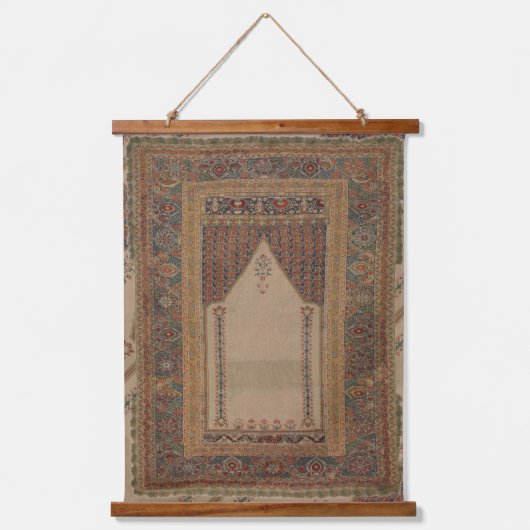 トルコ絨毯オスマン帝国ベージュブラウン 吊り下げ型タペストリー (正面)