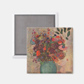 トルコ花瓶byオディロン・レドン，ヴィンテージ花器アート マグネット (正面/裏面)