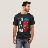 トルコ語とアゼルバイジャンミックス伝統Dnaフラグ Tシャツ (正面フル)