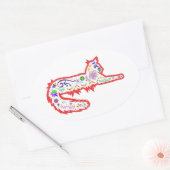 トルコ語アンゴラステッカー 楕円形シール (封筒)