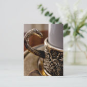 トルコ語コーヒーマグのマクロ写真はがき ポストカード (スタンド正面)