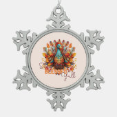 トルコ賛美と一緒にカラフルいる スノーフレークピューターオーナメント (正面)